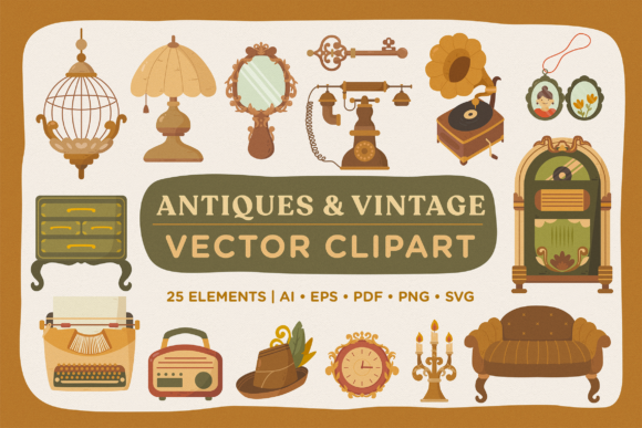 Antique Vintage Vector Clipart Pack