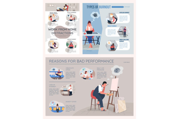 Types of Burnout Vector Infographics Set: A Visual Tool for Communicating Workplace Stress